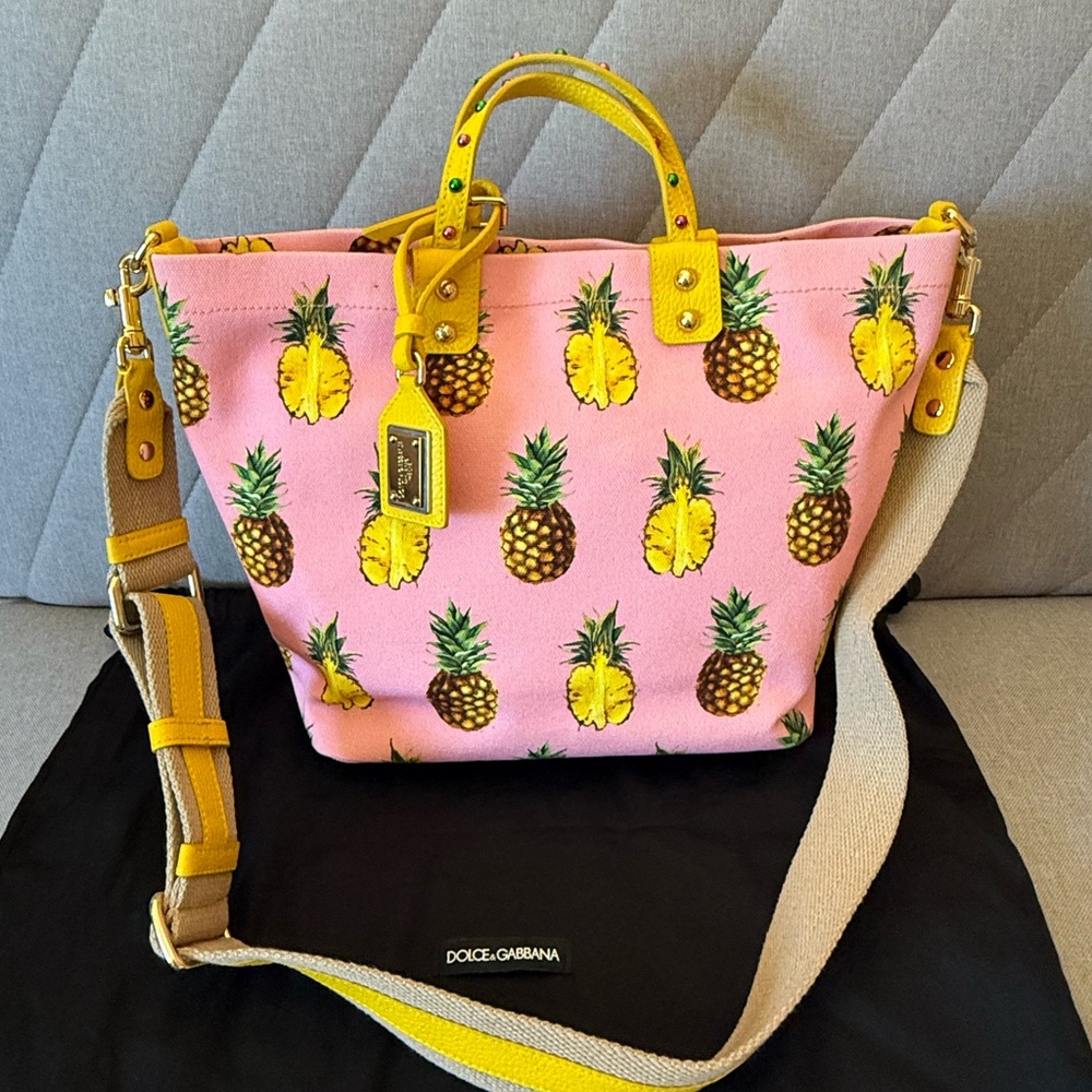 Dolce & Gabbana Pink Tote with Pineapple Print